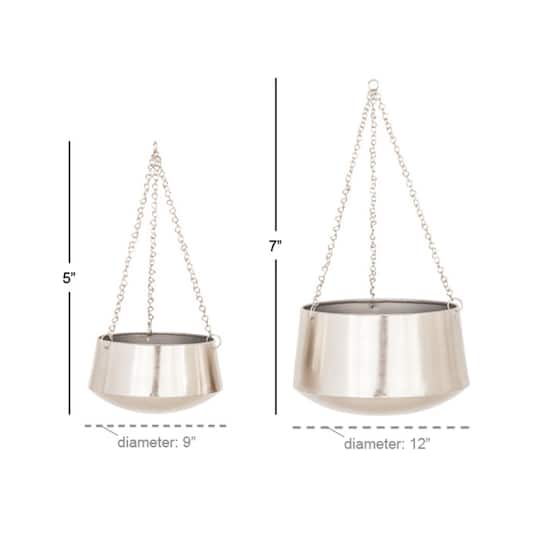 Silver Metal Glam Planter Set, 5" & 7"